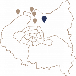 Carte de la région, situant le campus de Bobigny, 1, rue de Chablis 93017 Bobigny Cedex.