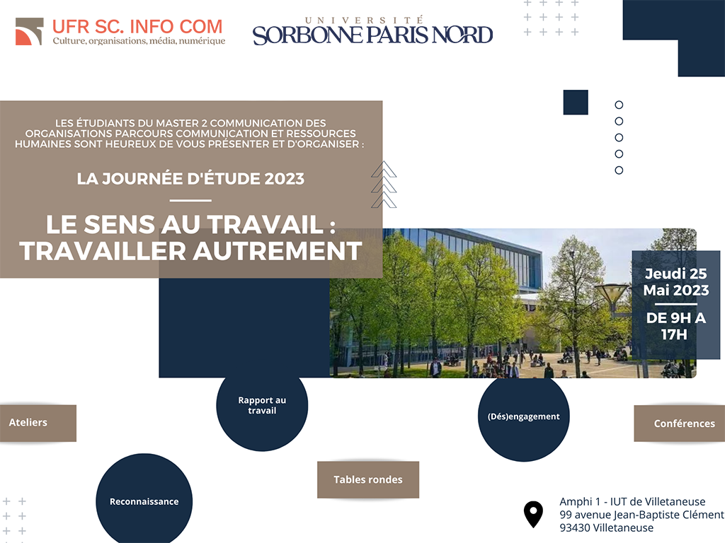 Image illustrant la journée d'étude "Le sens au travail : travailler autrement", organisé par l'UFR SC. INFO COM