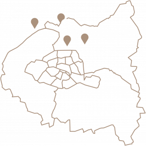 Carte de la région, situant le campus de Saint-Denis, Place du 8 mai 1945 - 93206 Saint-Denis Cedex.