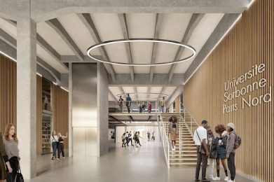 Maquette illustrant l'intérieur du campus de Bobigny après les travaux prévus de 2022 à 2024